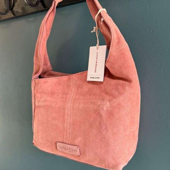 LUCKY BRAND Clem Suede Hobo Bag Brick Dust Viral TikTok - NWT - So CUTE! - Picture 2 of 12